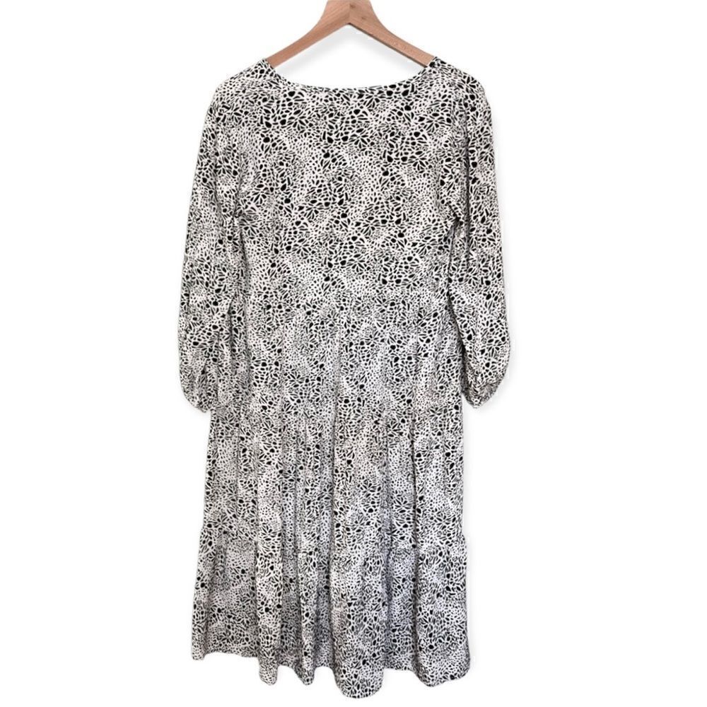 NWT Loft‎ Tiered Midi Dress in Black and White Animal Print Size XS Petite - Picture 2 of 9